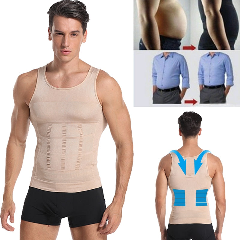 Be-In-Shape Men&#39;s Slimming Vest Body Shaper Belly Control Posture Gynecomastia Compression Shirt Underwear Waist Trainer Corset