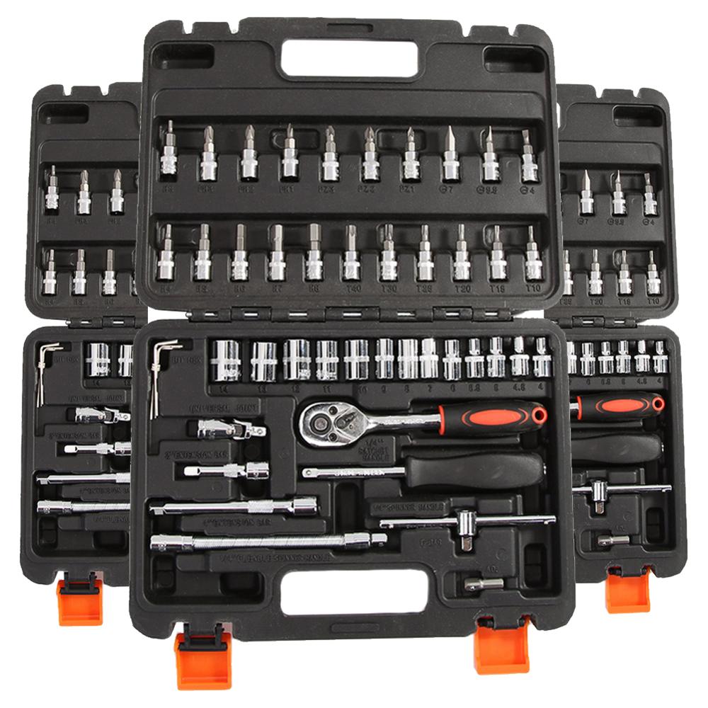 46pcs Tool Sets Car Repair Tool Kit Wrench Set Head Ratchet Pawl Socket Spanner Screwdriver Professional Metalworking Tool Kit