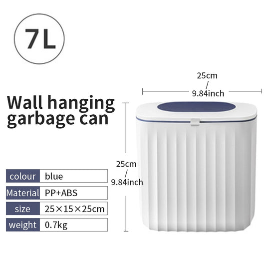 Hanging Trash Can 7L Kitchen Cabinet Door Garbage Bin Wall Mounted Under Sink Trash Can Kitchen Compost Bin