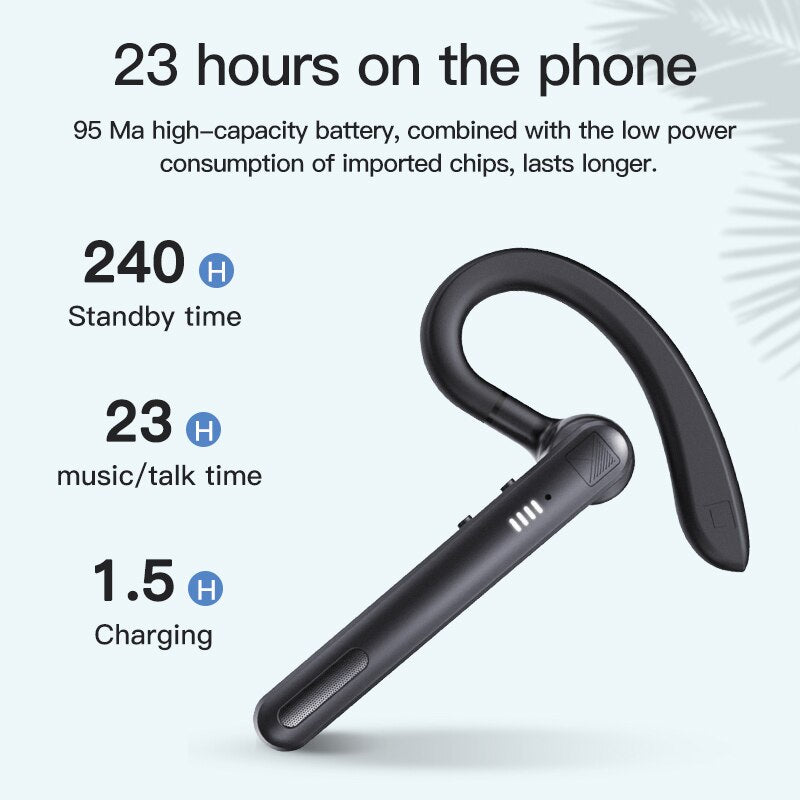 Newest Wireless Earphone Bluetooth 5.0 Earpiece Handsfree Noise Reduction Headset With CVC8 Dual HD Mic For All Smart Phones