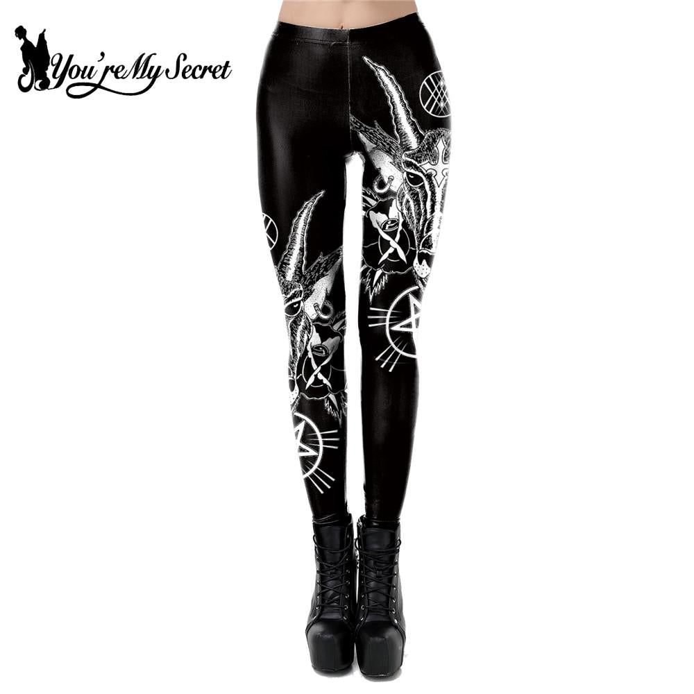 [You&#39;re My Secret] NEW Ouija Leggings Women Satan Devil Black Pants Baphomet Dark Gothic Leggins Lucifer Fitness Workout Legins