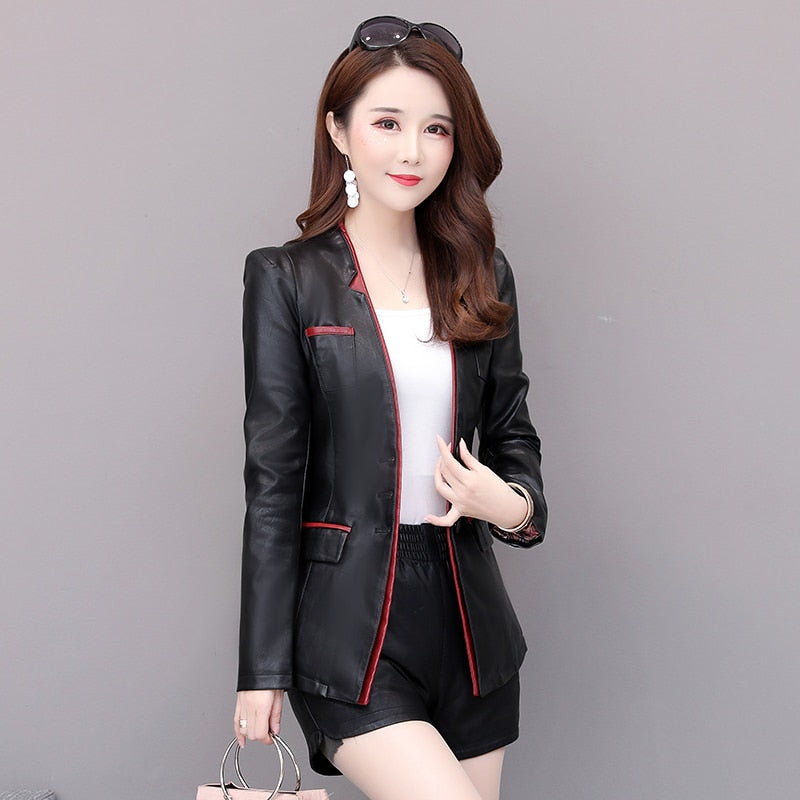 2020 New Autumn Women Pu Leather Jacket Woman Zipper Short Coat Female Black Punk Bomber Faux Leather Outwear spring Blazer tops