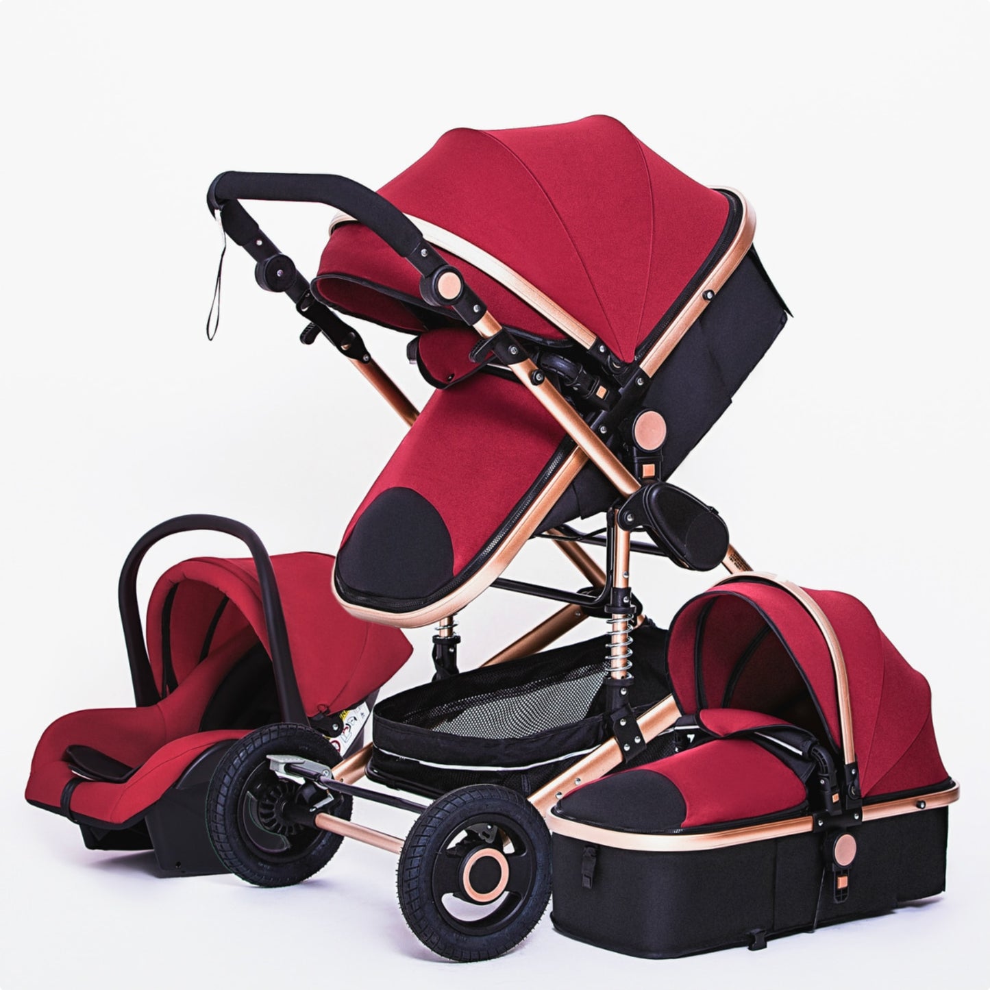 Luxurious Baby Stroller 3 in 1 Portable Travel Baby Carriage Folding Prams Aluminum Frame High Landscape Car for Newborn Baby