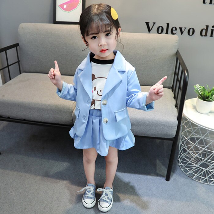 Baby Girl Suit Set Solid Color Girls Clothing Jacekt + Pants Girls Clothing Sets Spring Autumn Kids Suit Set