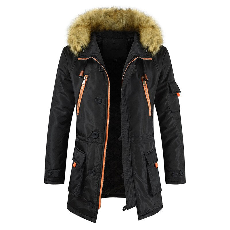 HIEXHSE Winter Jacket Men Parka Coat Brand Padded  Artificial Fur Medium-long Thick Parkas Snowjacket Coat Warm Clothing