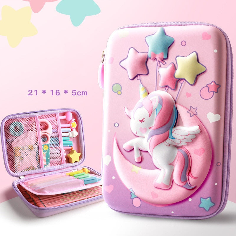 3D EVA unicorn cute pencil case cartoon stationery box girls Color pencil box student pen case school supplies gifts ipad case