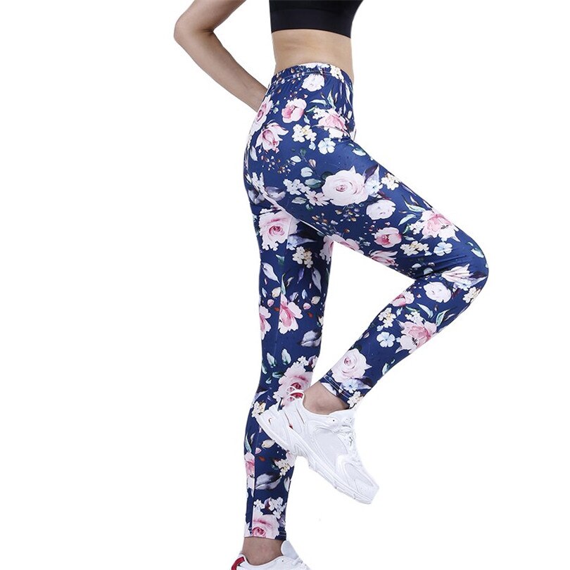 CUHAKCI New Petal Digital Color Printing Leggings Punk Women Leggins Stretchy Trousers Casual Pants