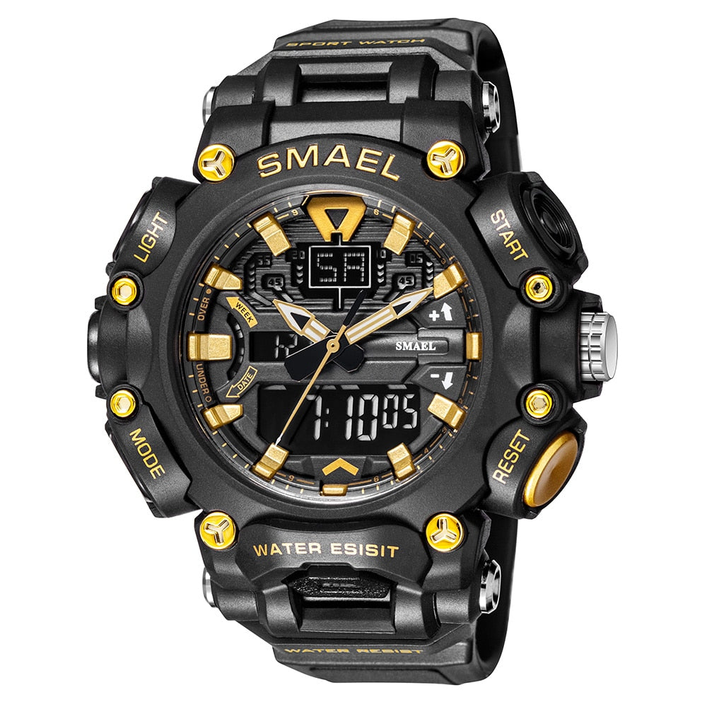 SMAEL Youth Fashion LED Digital Watch Men Alarm Shockproof Dual Wristwatches Chrono Waterproof Big Clock Mens Watches Cool Hour