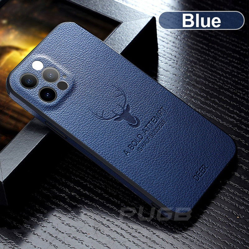 Luxury Leather Case For iPhone 14 11 12 13 Pro Max Mini 13pro 12pro X XR XS Full Camera Protective Deer Pattern Shockproof Cover