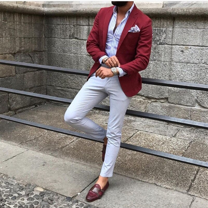 Burgundy Red Suit Blazer Men Tuxedo Suit Jacket Men Suits for Wedding Slim Fit Custom Suit Men 2 Piece with Pants Custom Made