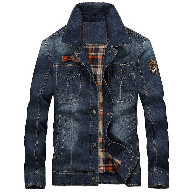 Spring Mens Denim Jacket Trendy Fashion Ripped Denim Jacket Mens Jean Jackets Male Bomber Windbreaker Cowboy Coats 4XL