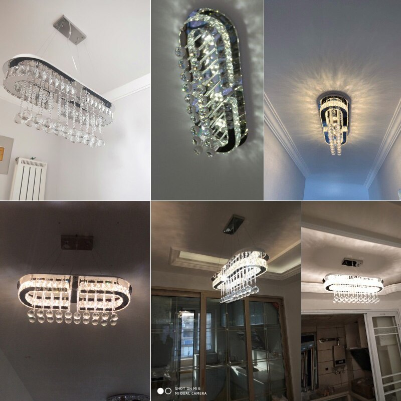 Led crystal ceiling lights dining room luxury silver ceiling light living room led Ceiling Lamps bedroom crystal Fixture kitchen