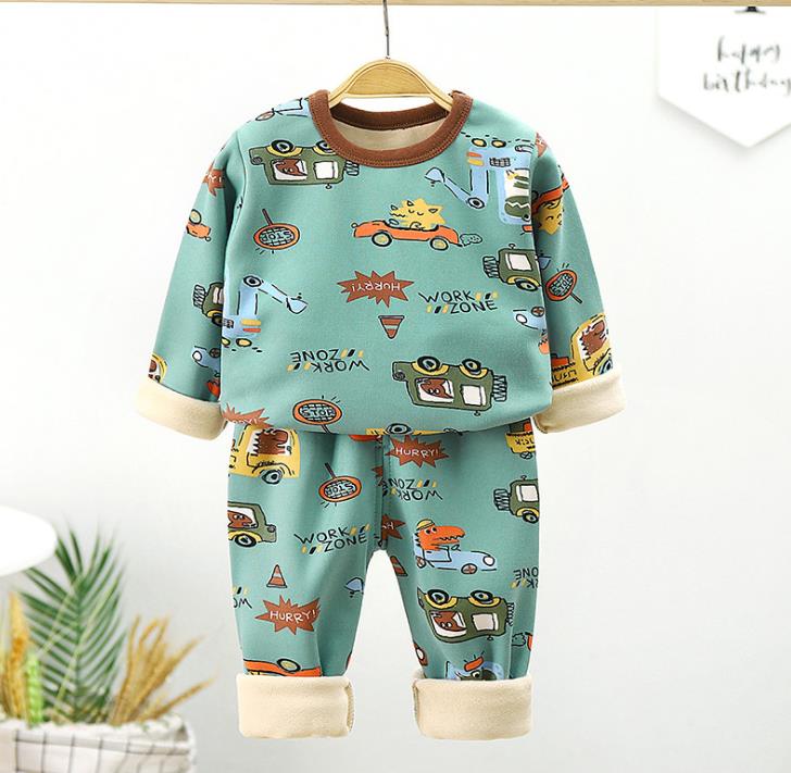 Children Pyjamas Winter Kids Clothing Sets Warm Fleece Pajamas For Boys Thicken Dinosaur Girls Sleepwear Baby Thermal Underwear