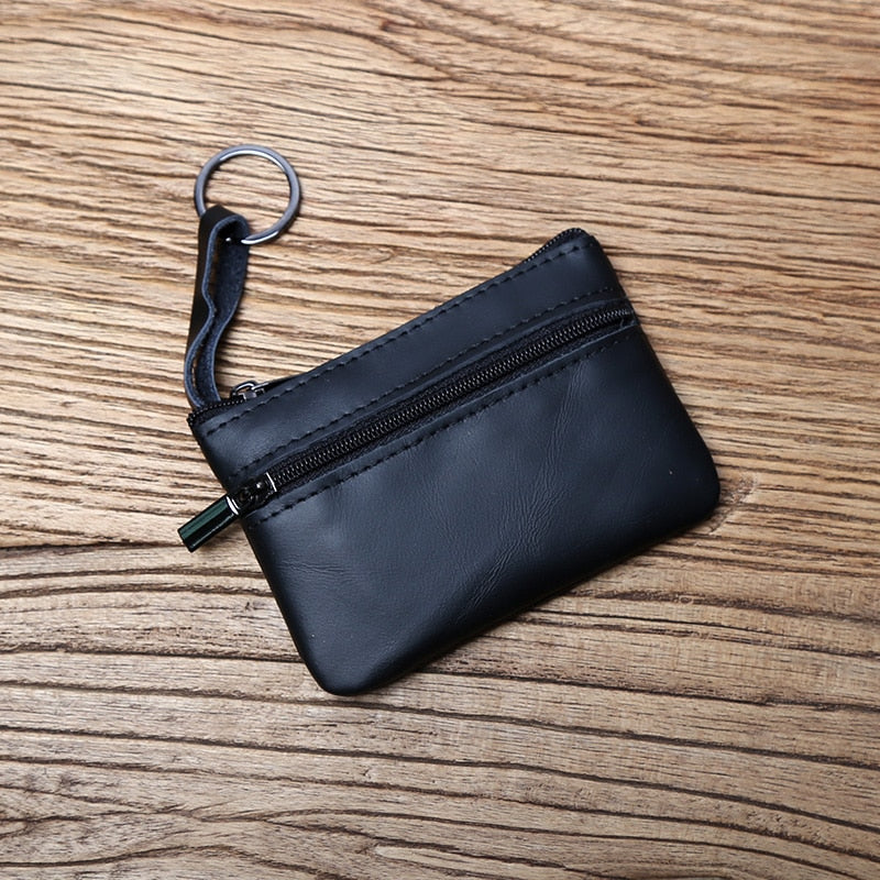 Genuine Leather Mini Coin Purse for MenTop Layer Cowhide Wallet Women Zipper Vintage Card Bag Short Lady Wallet Key Case NZPJ