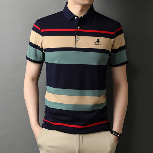 Top Grade New Summer Brand Striped Embroidery Mens Designer Polo Shirts With Short Sleeve Casual Tops Fashions Men Clothing 2022