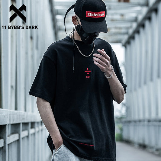 DARK Fashion Hip Hop T Shirt Men, Oversized Streetwear Tops Tees, Summer Embroidery Cotton Loose Shirts www.chishtismart.com