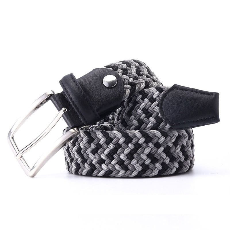 Stretch Canvas Leather Belts for Men Female Casual Knitted Woven Military Tactical Strap Male Elastic Belt for Pants Jeans
