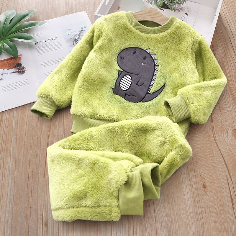 Kids Clothes Flannel Baby Pyjamas Winter Lounge Set Long Johns Kids Clothes Girls Loungewear Clothes Boys Sleepwear Pyjamas Suit