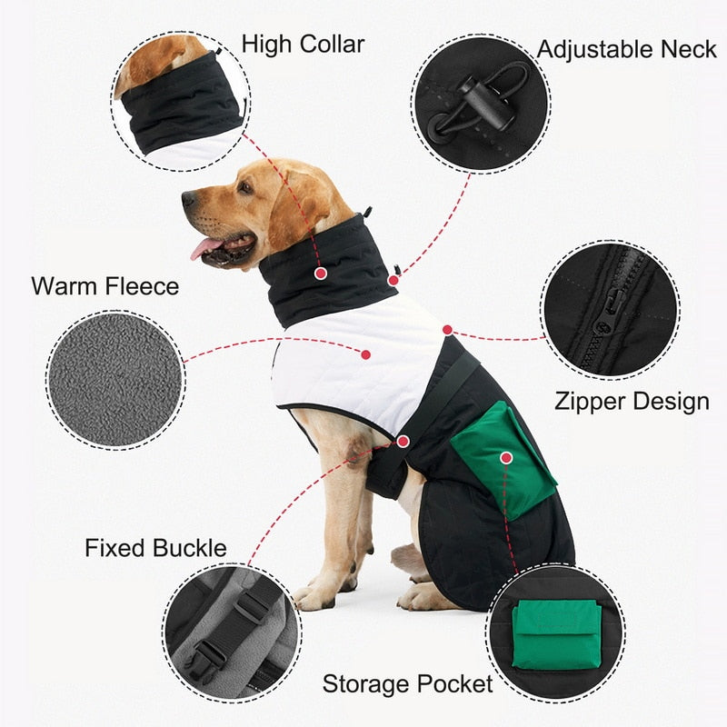 Clothes For Large Dogs Winter Warm Big Dog Vest Jacket Coat Waterproof Pet Dog Outfits French Bulldog Greyhound Doberman Clothes
