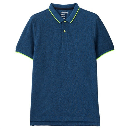 Giordano Men Polos Tipping Short Sleeve Polo Shirt Mesh Structure Ribbed Flat Collar Contrast Cauasual Polo 01011425