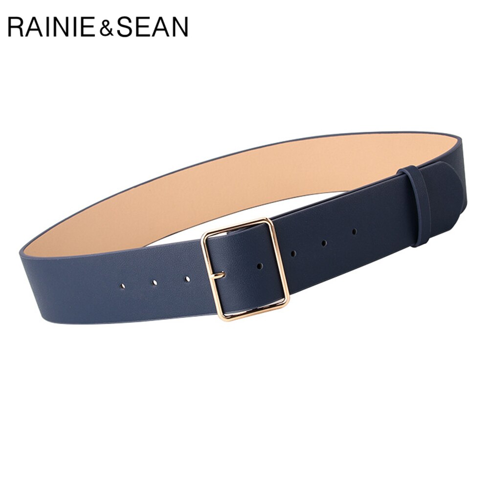 RAINIE SEAN Army Green Women Belt Ladies Waist Belt for Trousers Casual Buckle Pu Leather Wide Belt Women Accessories 104cm