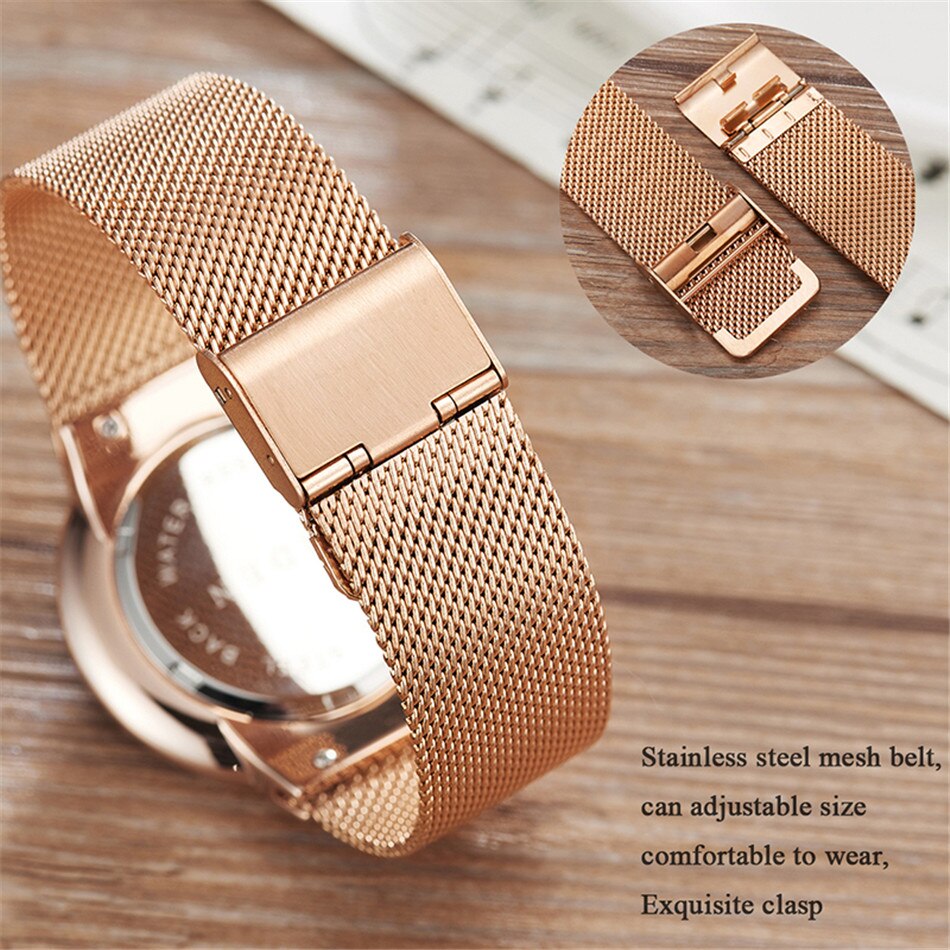 SUNKTA Women Watch Luxury Crystal Watch Women Waterproof Rose Gold Steel Strap Ladies WristWatches Top Brand Bracelet Clock+Box