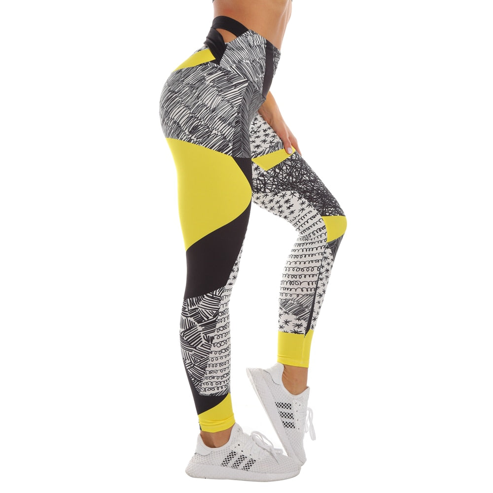 Zohra Woman Pants Workout Legging Contrast Stitching Printing Fitness Leggins High Waist Slim Legins Gym Bandage Leggings