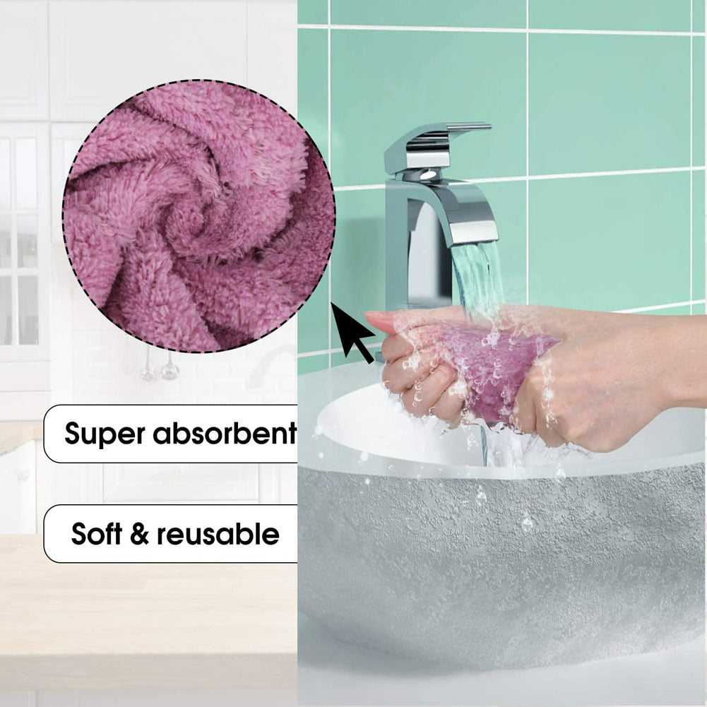 Microfiber Towel Absorbent Kitchen Cleaning Cloth - Best10pcs Microfiber Towel Absorbent Kitchen Cleaning Cloth Non-stick Oil Dish Towel Rags Napkins Tableware Household Cleaning Towel