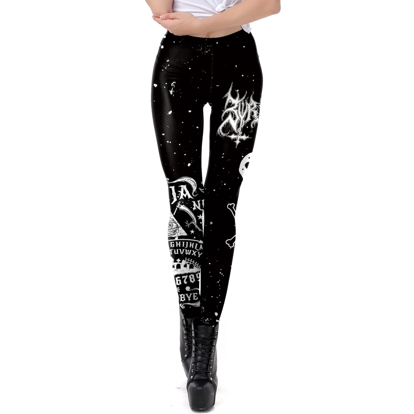 [You&#39;re My Secret] NEW Ouija Leggings Women Satan Devil Black Pants Baphomet Dark Gothic Leggins Lucifer Fitness Workout Legins