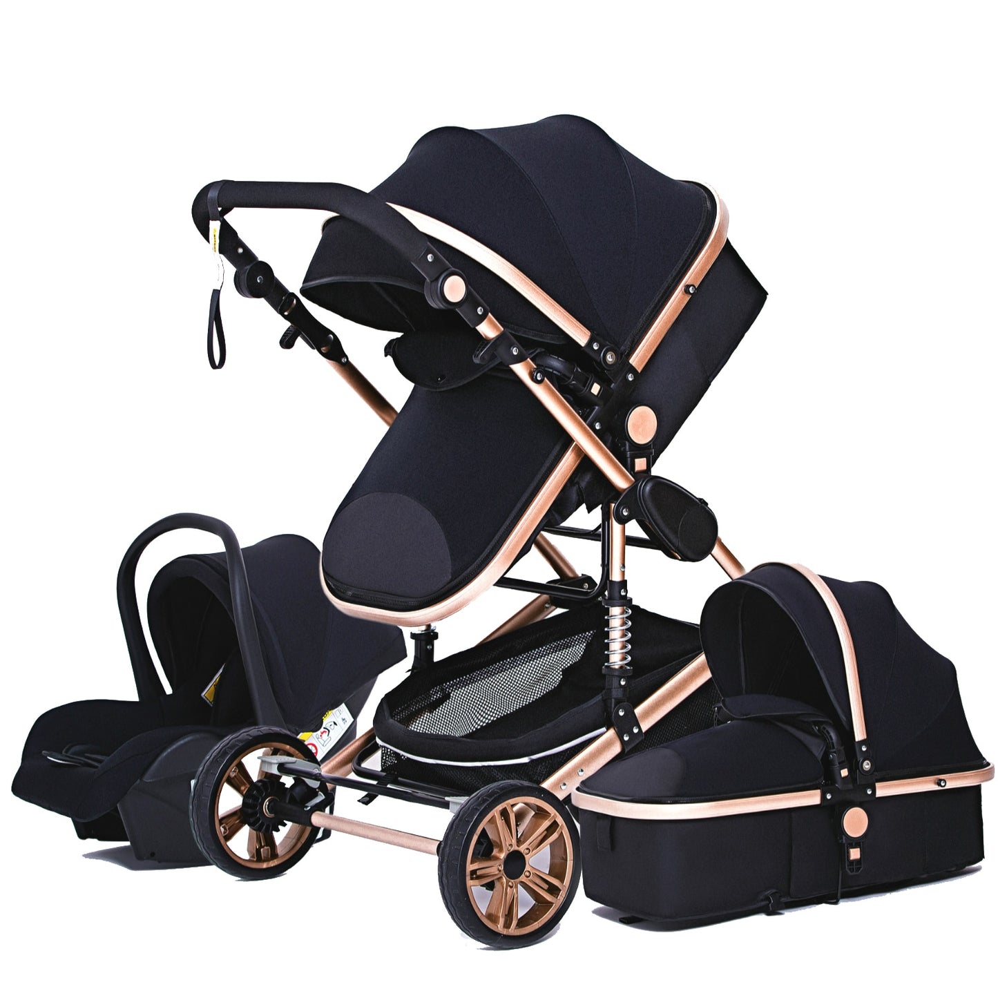 Luxurious Baby Stroller 3 in 1 Portable Travel Baby Carriage Folding Prams Aluminum Frame High Landscape Car for Newborn Baby