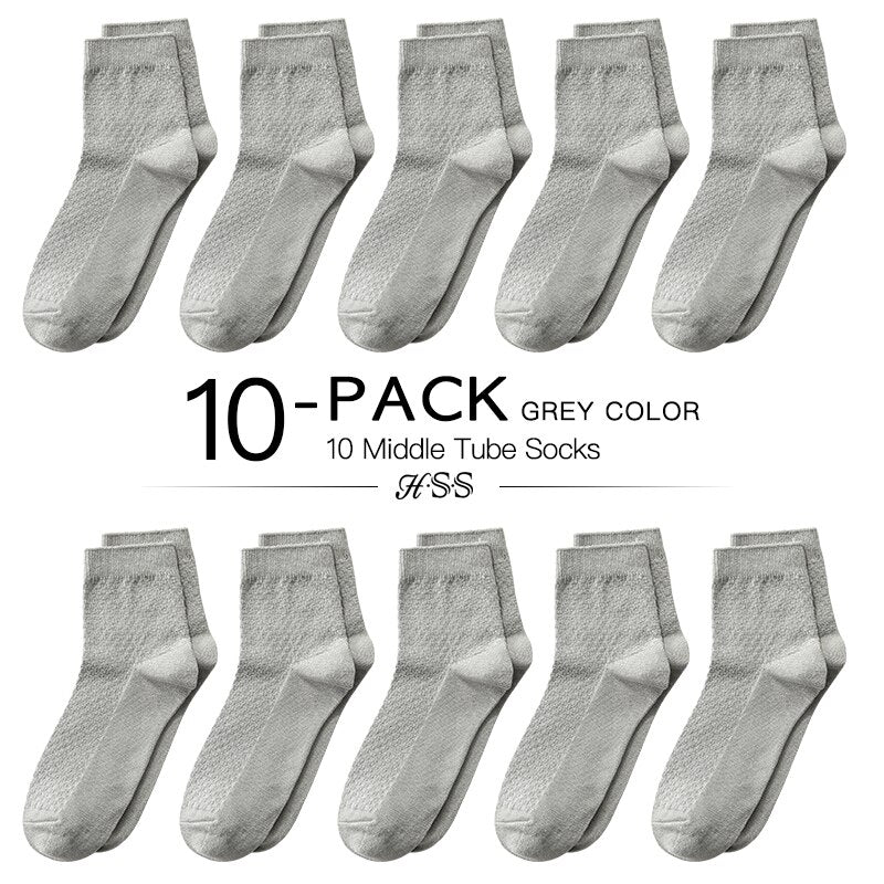 HSS Brand 10 Pairs/Lot Men Bamboo Fiber Socks Men Compression Summer Middle Socks Business Casual Mens Low Sock Big Size EU38-45