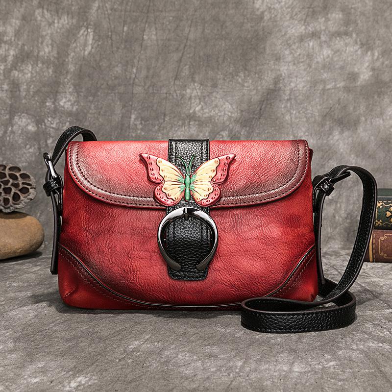 MOTAORA Women Bag Retro Genuine Leather Handbags For Women 2022 New Hand Painted Shoulder Bags Casual Small Messenger Bag Female