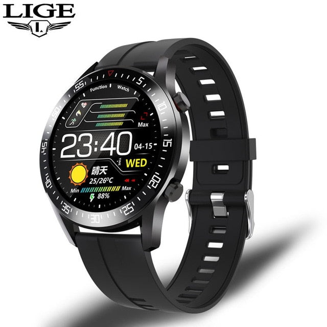 LIGE New 2021 Smart Watch Men Heart Rate Blood Pressure Information Reminder Sport Waterproof Smart Watch for Android IOS Phone