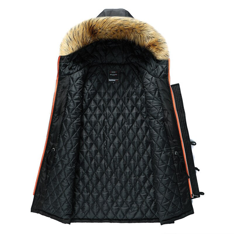 HIEXHSE Winter Jacket Men Parka Coat Brand Padded  Artificial Fur Medium-long Thick Parkas Snowjacket Coat Warm Clothing