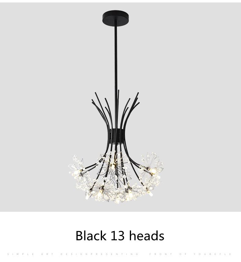 Led Dandelion Crystal Modern Chandelier Indoor Romantic Hanging Lights Living Dining Room Bedroom Restaurant Decoration Lamps