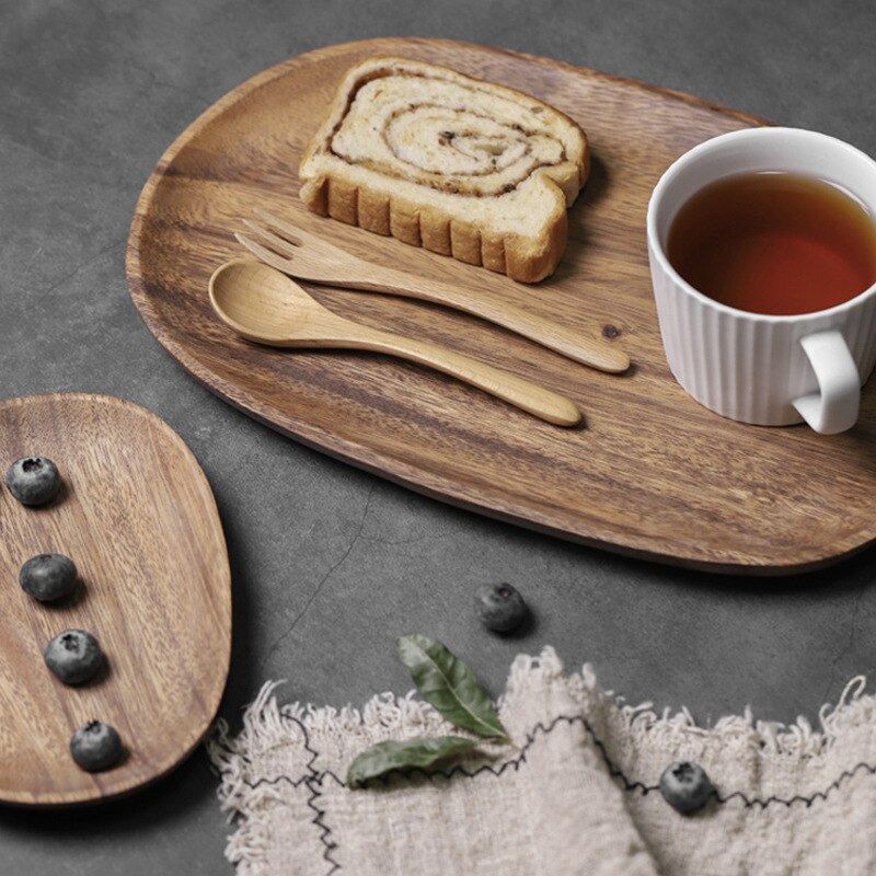 Lovesickness Wood Irregular Oval Pan Whole Wood Solid Wood Tray Plate Fruit Dishes Saucer Tea Tray Dessert Dinner Plate Tablewar