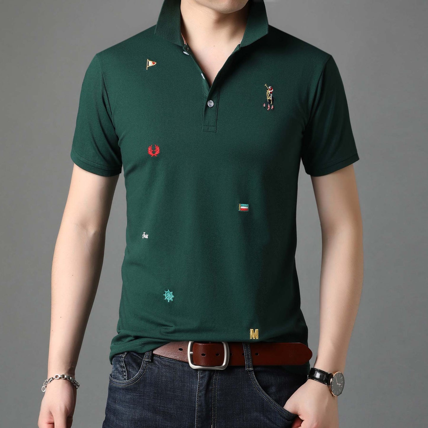 Polo Shirt Men New Summer Brand Turn Down Collar Top Quality Designer Short Sleeve Casual Tops Fashions Man Clothing 2022