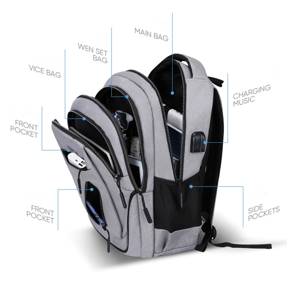 Large 15.6 Inch /17.3 Inch Laptop Backpack USB Men Computer SchoolBag  Business Bag Oxford Waterproof Rucksack College Daypack