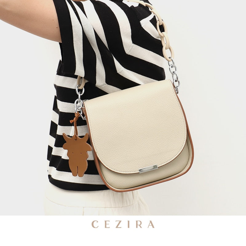 CEZIRA Quality PU Vegan Leather Crosssbody Bags Women Fashion Chain Underarm Purses Female Chic Hanging Shoulder Hobo Handbags