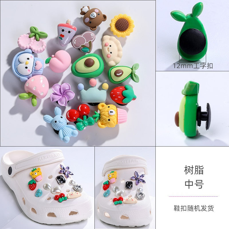 Shoe Charms Decoration Buckle carton chocolate ice cream fruit acrylic M JIBZ DIY combiation for croc friend gift 10pcs/set