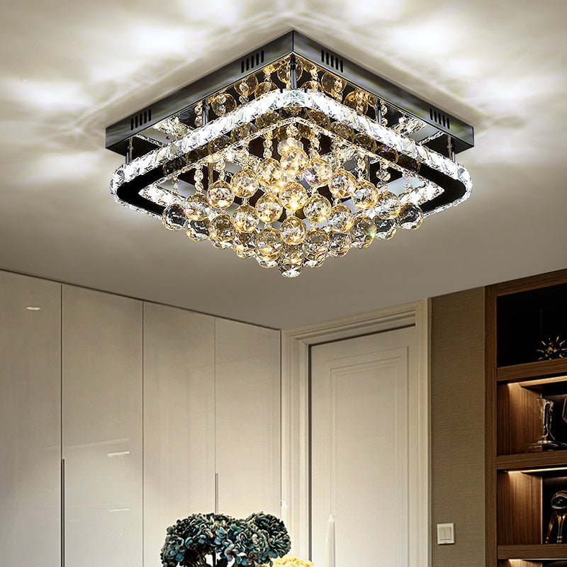Luxury silver ceiling lamp living room modern crystal ceiling lights bedroom led Ceiling Lamps dining crystal Fixtures kitchen
