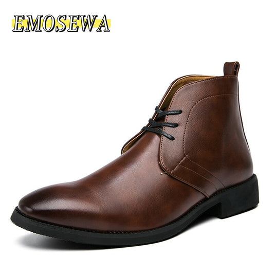 High Quality Fashion Men&#39;s Chelsea Boots Male Ankle Shoes Luxury Brand Leather Men Boots Dress Shoes Party Wedding Casual Flats