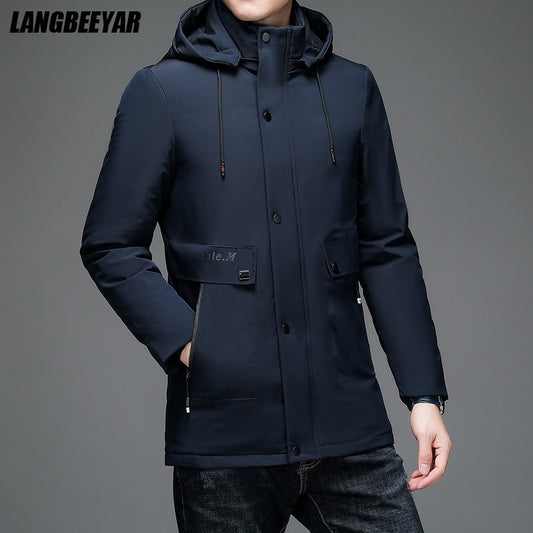 Top Grade Thick New Brand Casual Fashion Hooded Parka Men Jacket Windbreaker Outerwear Coats Designer Korean Winter Mens Clothes