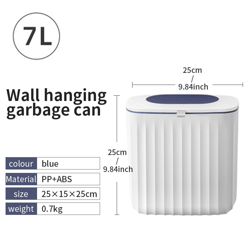 Hanging Trash Can 7L Kitchen Cabinet Door Garbage Bin Wall Mounted Under Sink Trash Can Kitchen Compost Bin