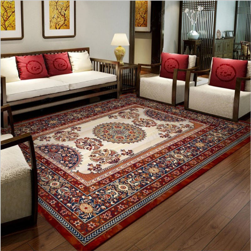 Carpets for Living Room Bedroom Rug Chinese Persian Red Brown Pattern Rug Floor Mat Living Room Table Accessories Christmas Rug