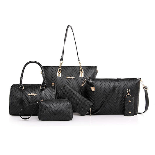 Fashion PU Leather Bag, Fashion Shoulder Crossbody Bags for Women  Handbags 6-piece Set Vintage Elegant Bolsa Feminina