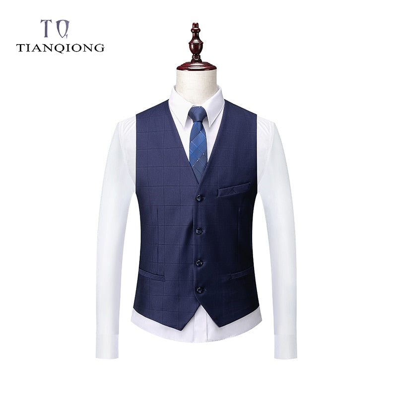 TIAN QIONG Plaid Suits Men 2020 New Style Designer Suits Slim Fit Wedding Suits for Men 3 Pieces Suit (Jacket+Pants+Vest)