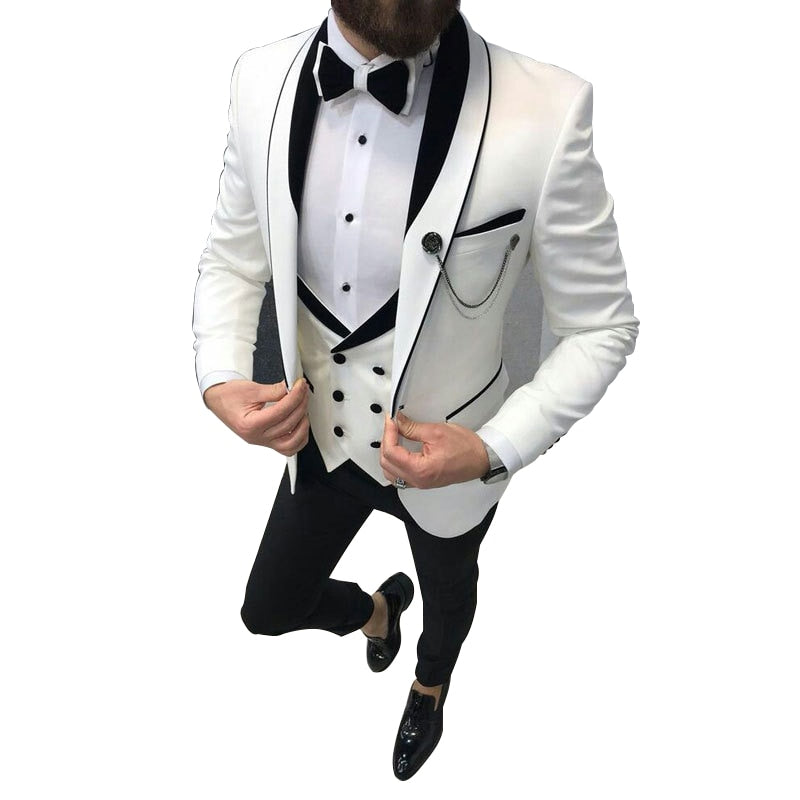 New 2021 Wedding Dress Three Piece Set Slim Fit Jacket+Trousers Double Breasted Vest Luxurious Tuxedo High Quality Blazers