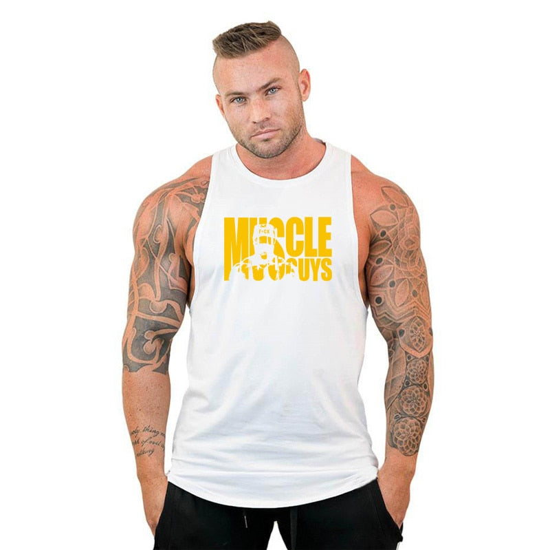 New Gym Tank Top Summer Brand Cotton Sleeveless Shirt Casual Fashion Fitness Stringer Tank Top Men bodybuilding Clothing M-XXL