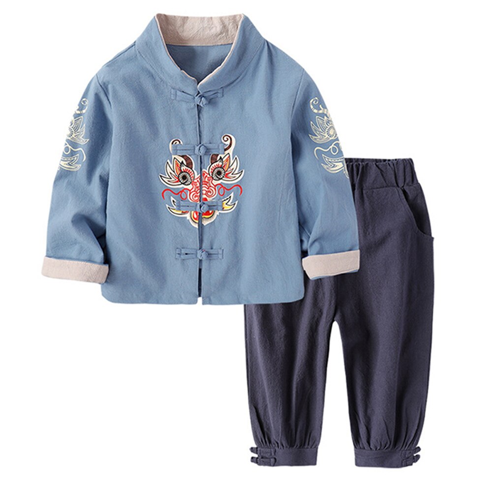 Mudkingdom Boys Girls Outifts Chinese New Year Clothes Kids Costume Tang Jacket Coats and Pants Suit Children Clothing Sets